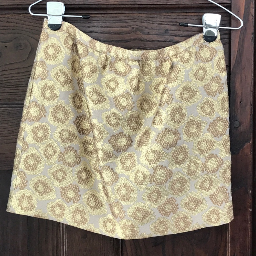J. Crew goldenrod metallic jacquard mini skirt